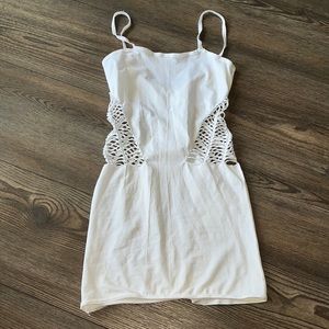 White club dress tight stripper cut out fishnet mini dress rave short one size